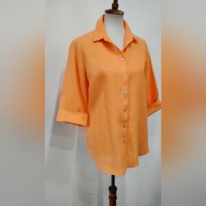 TANGERINE LINEN BLOUSE